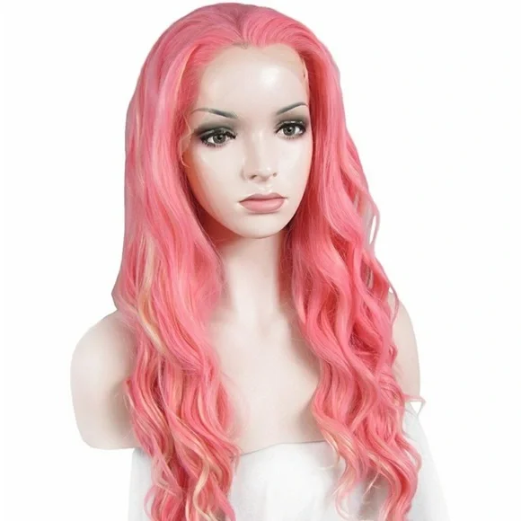 22” Pink Body Wavy LaceFront Wig NEW